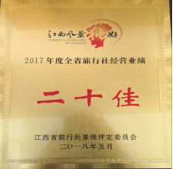 2017年度全省旅行社经营业绩二十佳