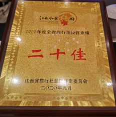 2019年度全省旅行社经营业绩二十佳